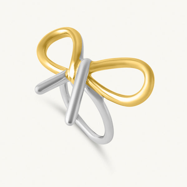 Dual Tone Intertwined Infinity Ring