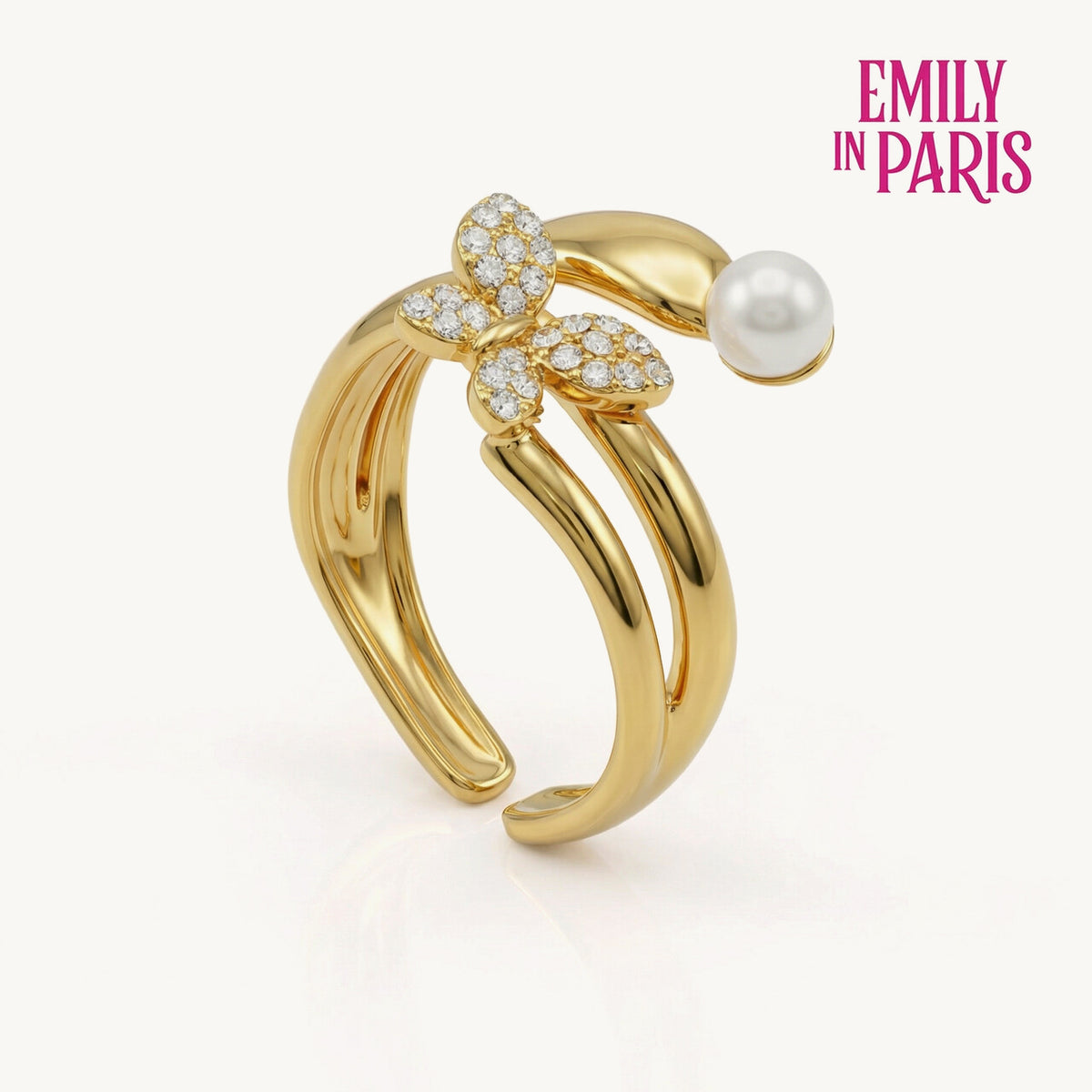Flutter Glow Pearl Accent Ring