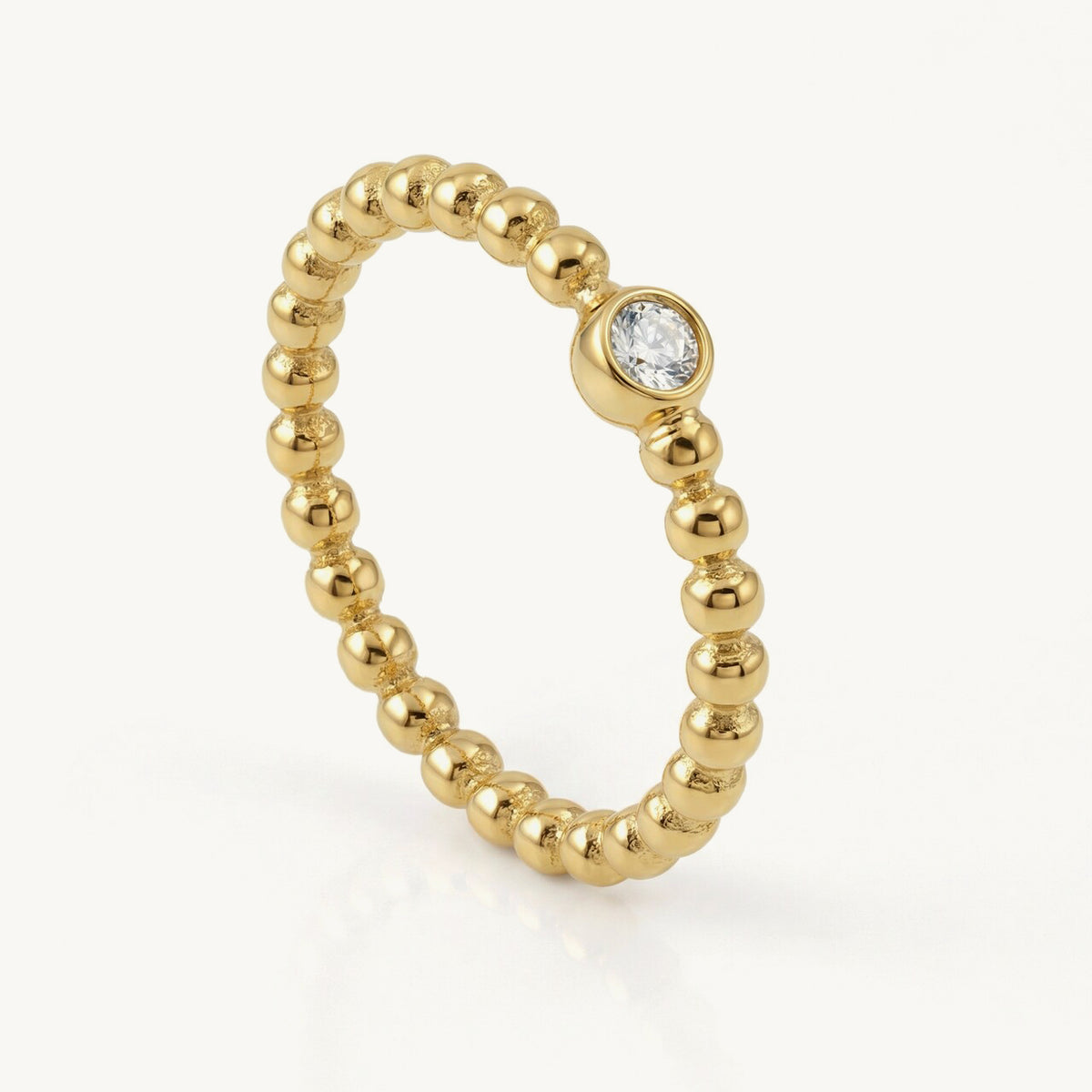 Beaded Solitaire Ring