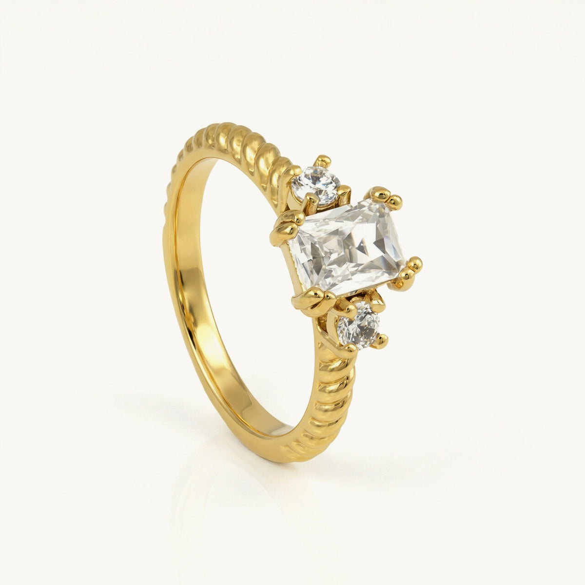 Regal Brilliance Tri Stone Ring