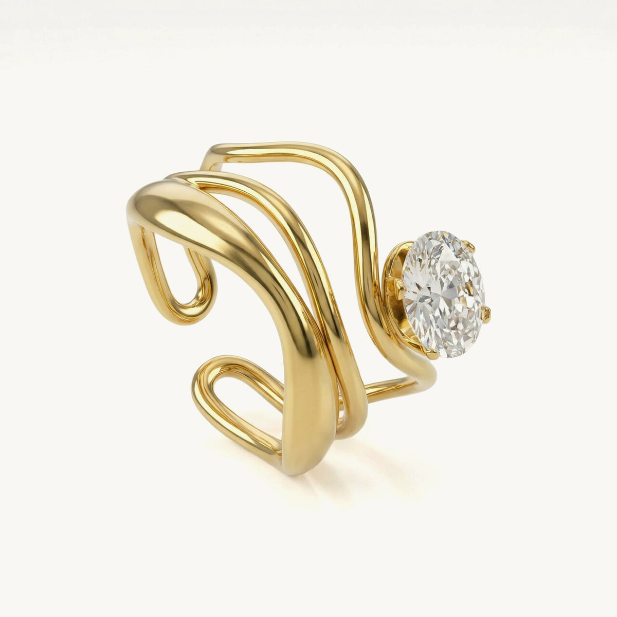 Artful Wave CZ Ring