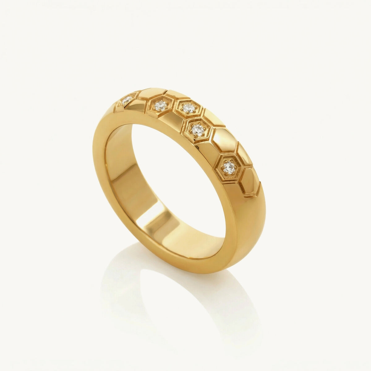 Shiny Honeycomb Band Ring