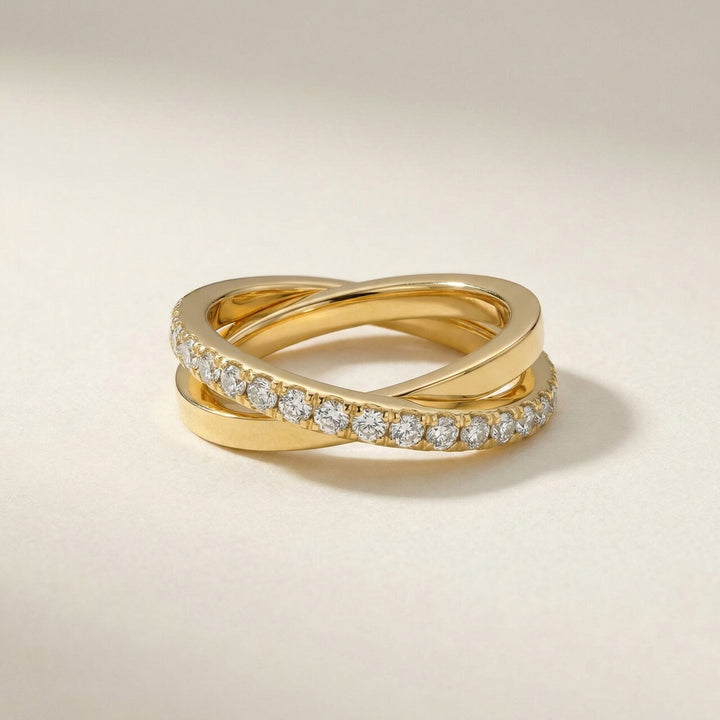 Clean Line Sparkle Linked Ring – PALMONAS