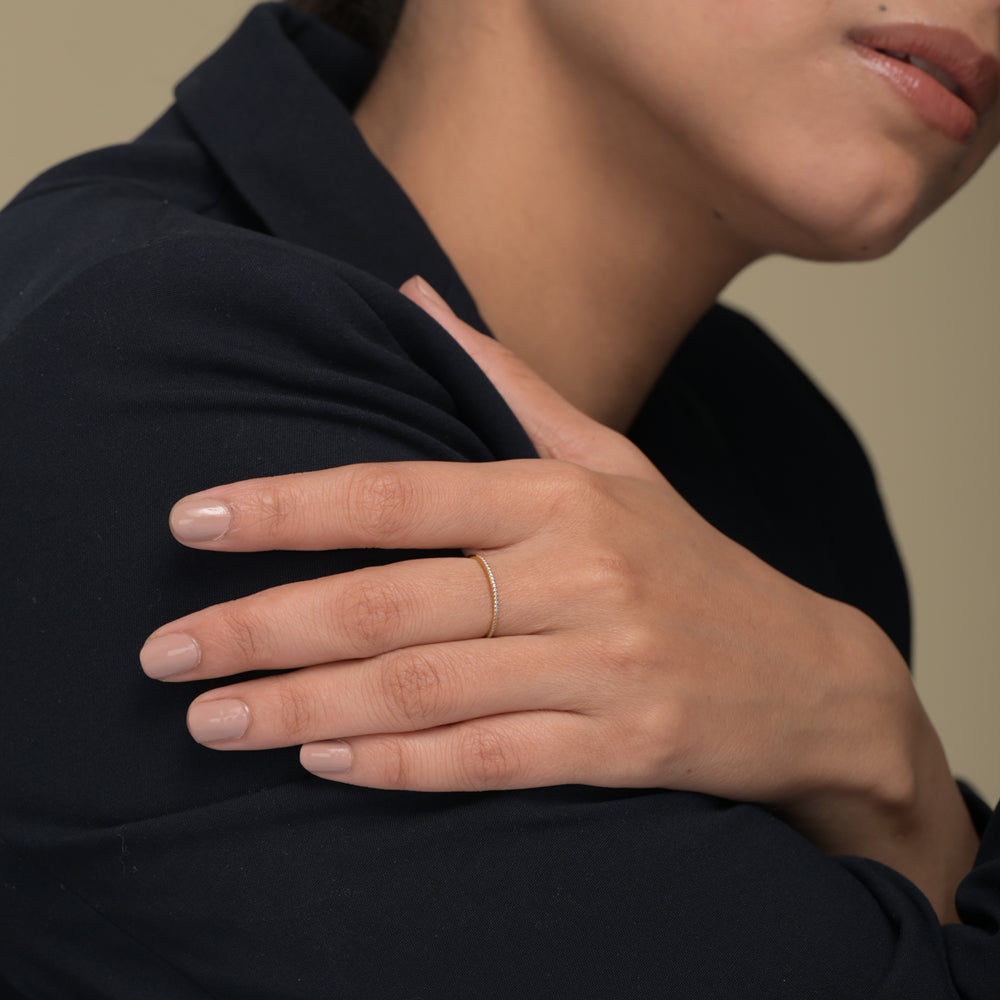 Delicate Stone Studded Band Ring - view 7