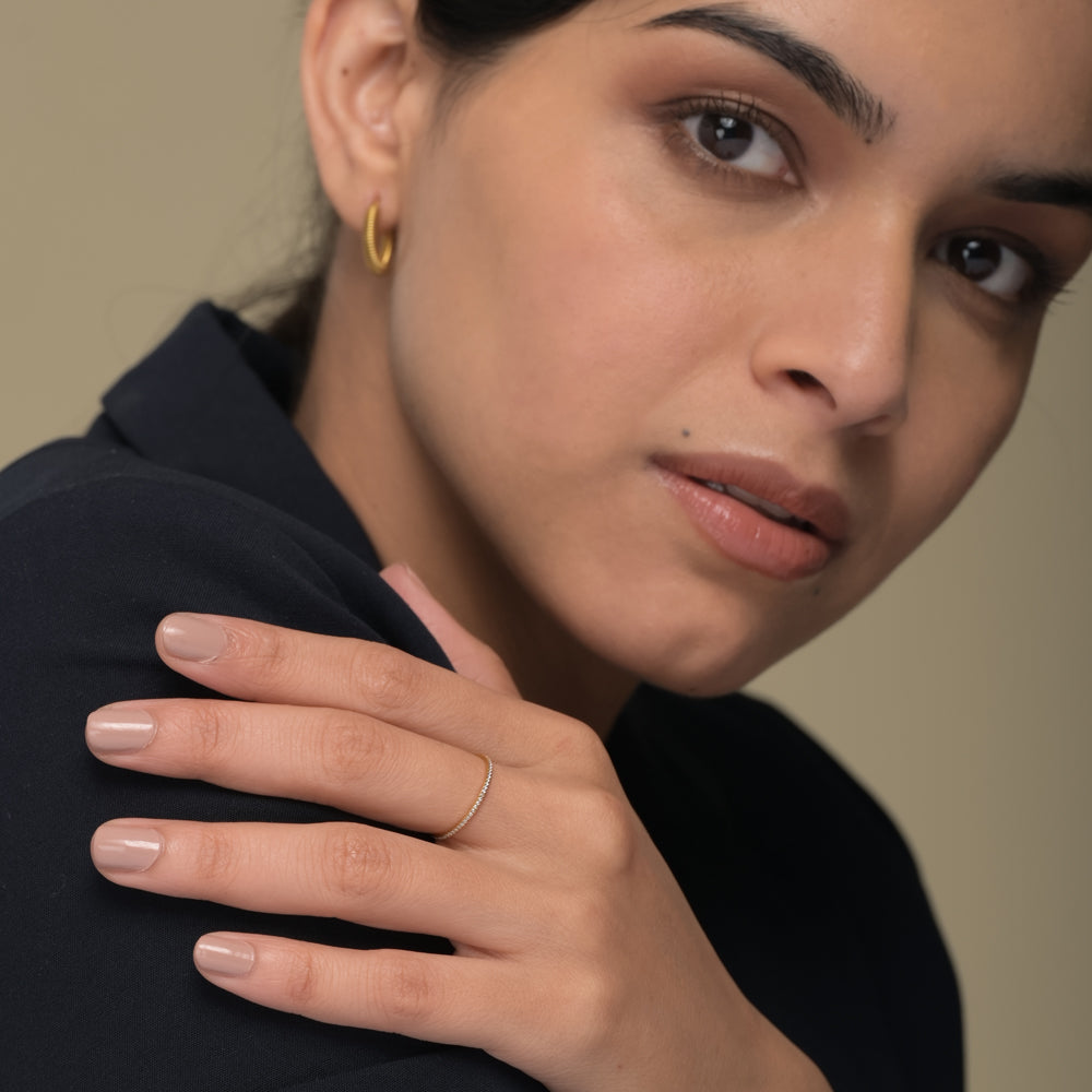 Delicate Stone Studded Band Ring - view 5