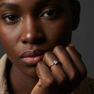 Floral Glint 9KT Gold Lab Grown Diamond Ring