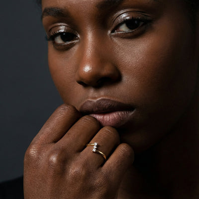 Diagonal Dazzle 9KT Gold Lab Grown Diamond Ring