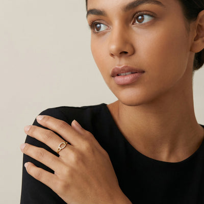 Oval Link Sparkle 9KT Gold Lab Grown Diamond Ring