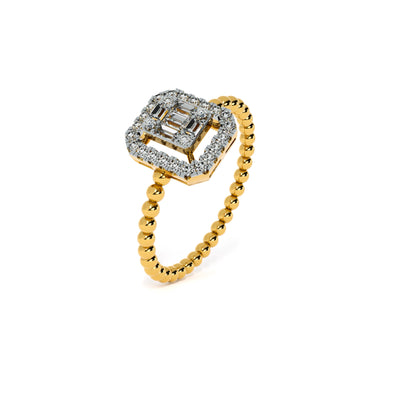 Elegant Halo 9KT Gold Lab Grown Diamond Ring