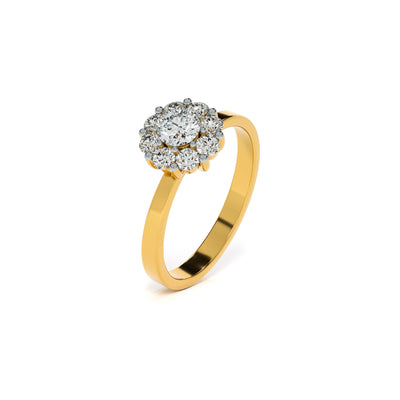 Nine Stone Cluster 9KT Gold Lab Grown Diamond Ring