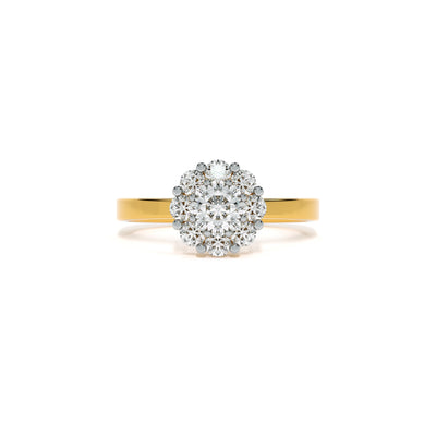 Nine Stone Cluster 9KT Gold Lab Grown Diamond Ring