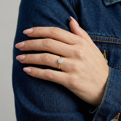 Nine Stone Cluster 9KT Gold Lab Grown Diamond Ring