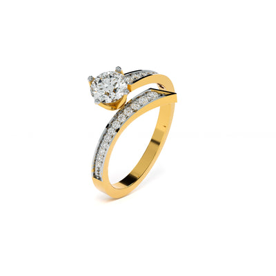 Asymmetrical Pave 9KT Gold Lab Grown Diamond Ring