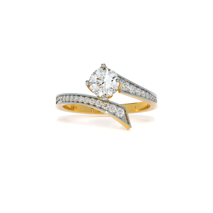 Asymmetrical Pave 9KT Gold Lab Grown Diamond Ring - 5