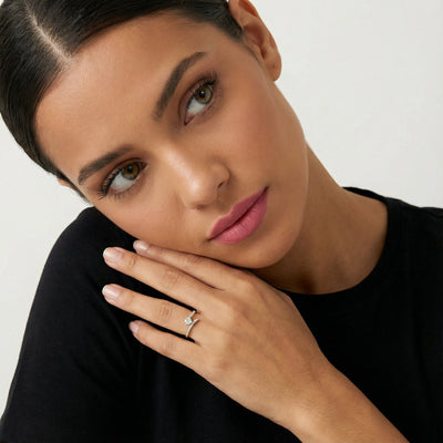 Asymmetrical Pave 9KT Gold Lab Grown Diamond Ring