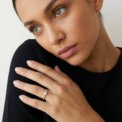 Round and Baguette 9KT Gold Lab Grown Diamond Ring