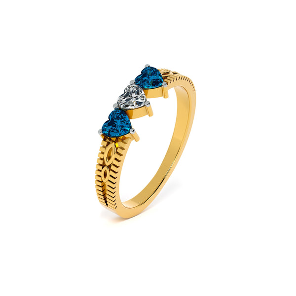 Midnight Royalty Sapphire 9KT Gold Lab Grown Diamond Ring - 3