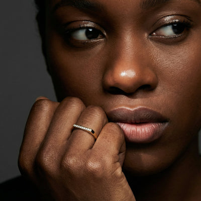 Rectangular 9KT Gold Lab Grown Diamond Ring