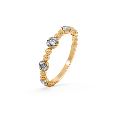 Dual Tone Beaded 9KT Gold Lab Grown Diamond Ring