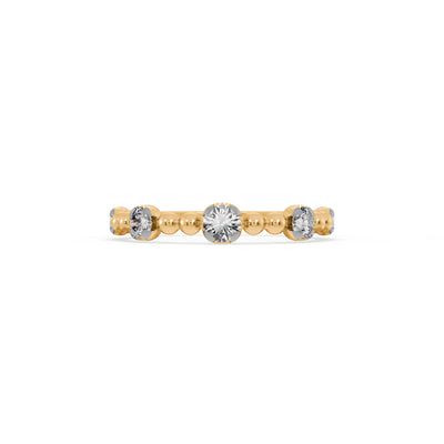Dual Tone Beaded 9KT Gold Lab Grown Diamond Ring