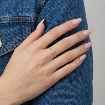 Beaded Halo 9KT Gold Lab Grown Diamond Ring