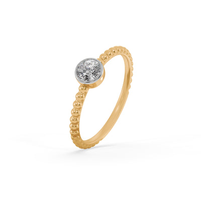 Beaded Halo 9KT Gold Lab Grown Diamond Ring