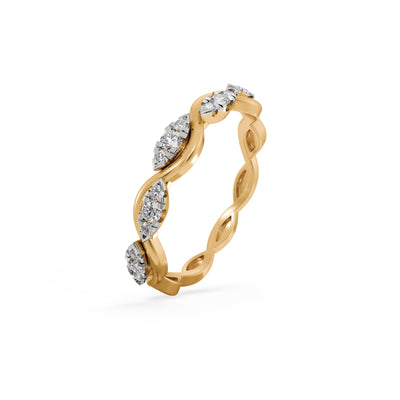 Wave Band 9KT Gold Lab Grown Diamond Ring
