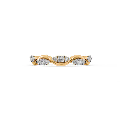 Wave Band 9KT Gold Lab Grown Diamond Ring
