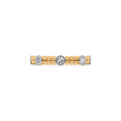 Triple Diamond Beaded 9KT Gold Lab Grown Diamond Ring