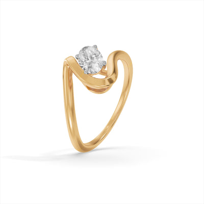 Curvy Oval 9KT Gold Lab Grown Diamond Ring