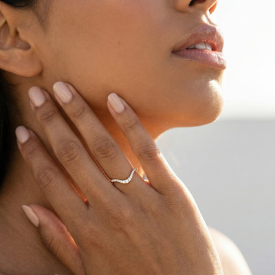 Lustrous U Curve 9KT Gold Lab Grown Diamond Ring