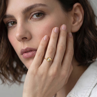 Sunlit Orbit 9KT Gold Laboratory Grown Diamond Ring