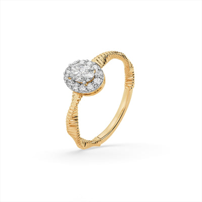 Gleaming Oval 9KT Gold Laboratory Grown Diamond Ring