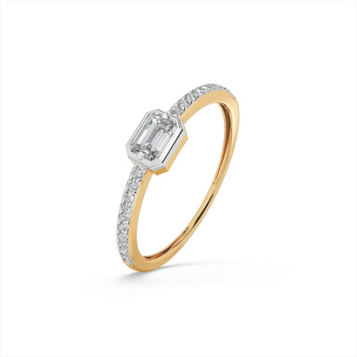 Linear Emerald 9KT Gold Laboratory Grown Diamond Ring