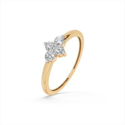 Floral Accent 9KT Gold Laboratory Grown Diamond Ring