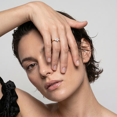 Floral Accent 9KT Gold Laboratory Grown Diamond Ring