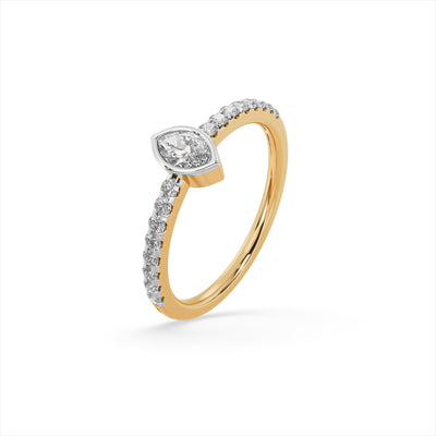 Elongated Dew 9KT Gold Laboratory Grown Diamond Ring