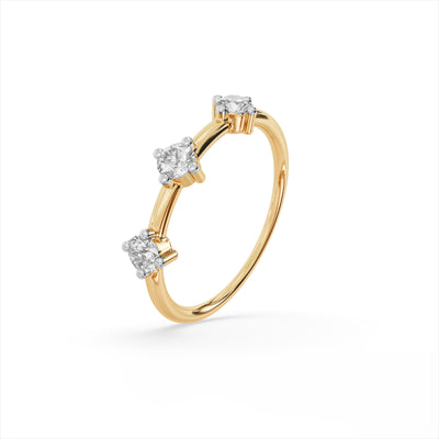 Alternating Bezel 9KT Gold Laboratory Grown Diamond Ring