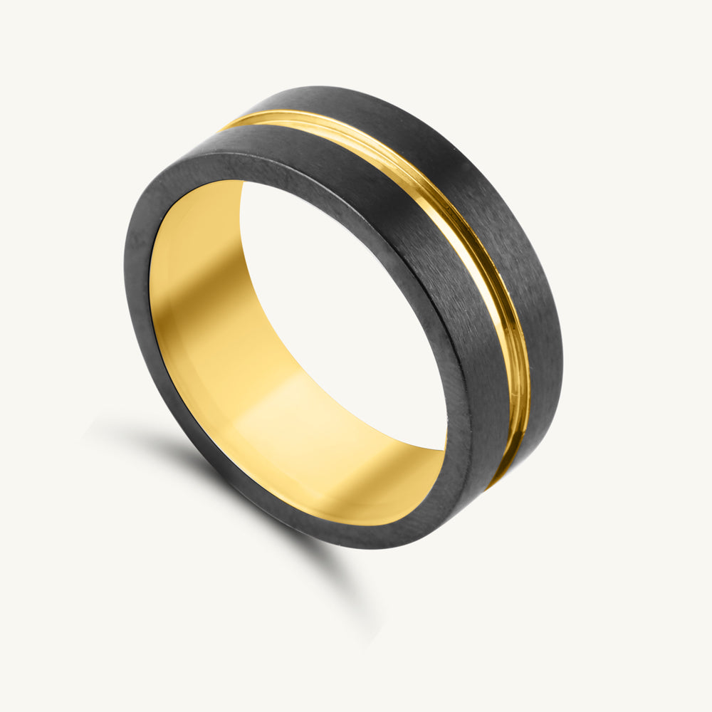 Obsidian Flame Dual Tone Ring