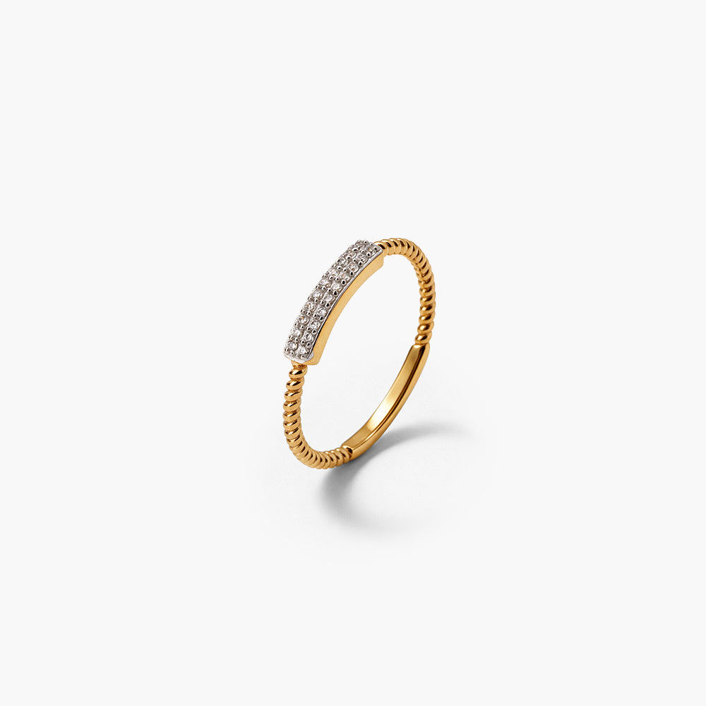 Crystal Cluster Bar 925 Sterling Silver Ring