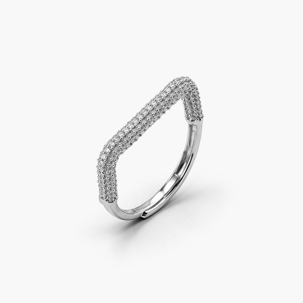 Crystal Curve Platinum Plated 925 Sterling Silver Ring