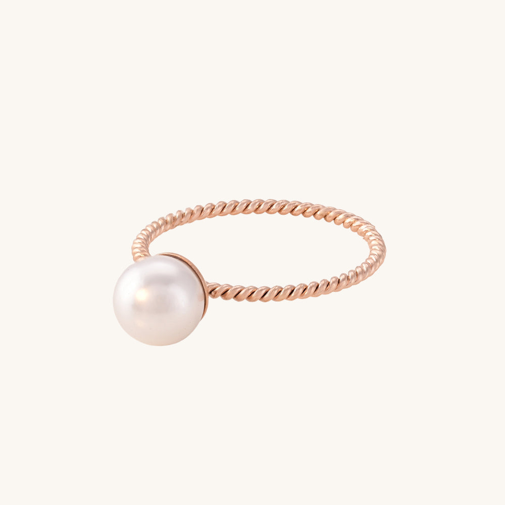 Dainty Pearl Ring- 18k Rose Gold Plated - Image 1