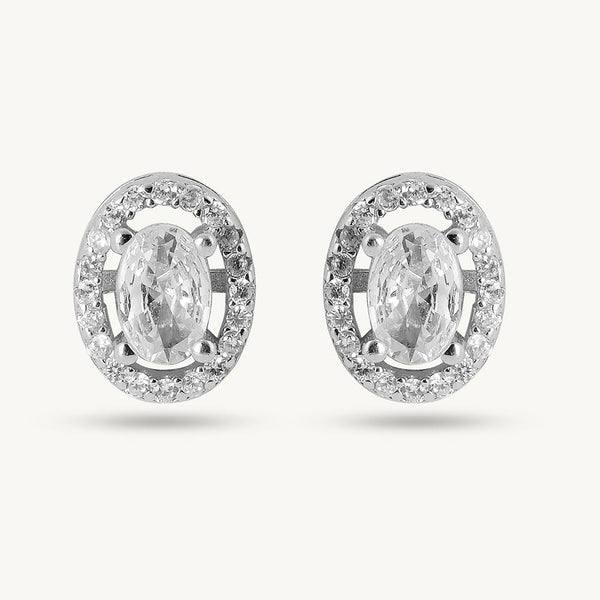 Radiant Halo 925 Sterling Silver Earrings - Image 1