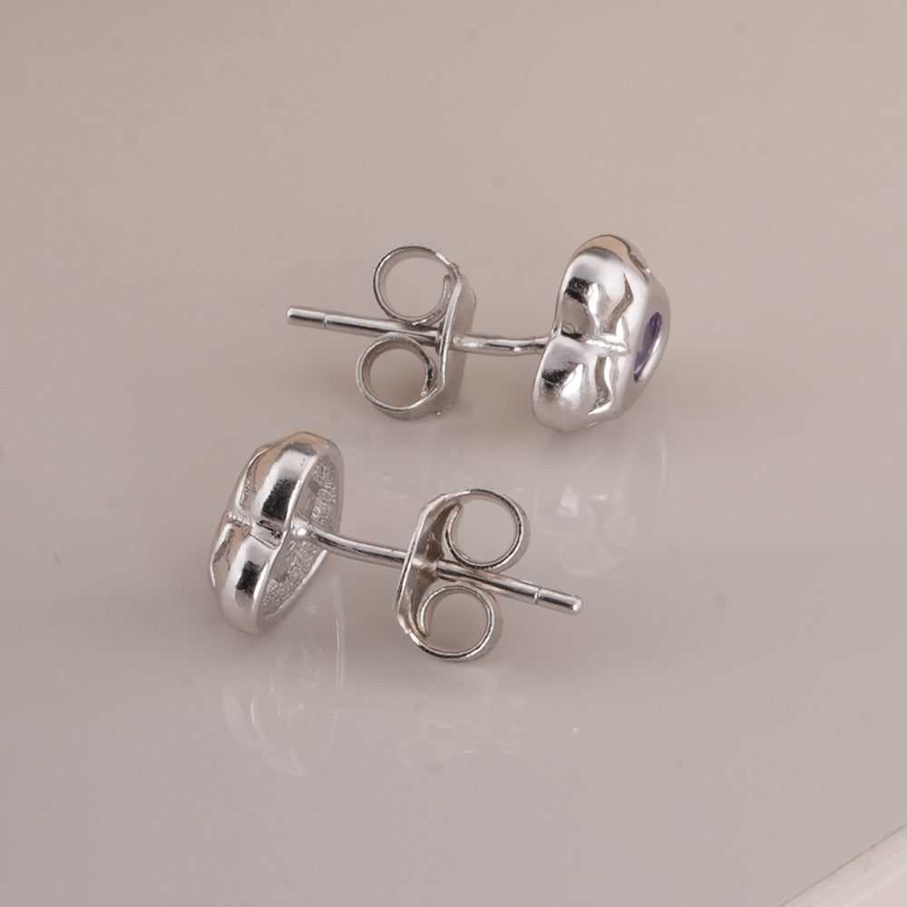 Silver Heart 925 Sterling Silver Stud Earrings - view 7