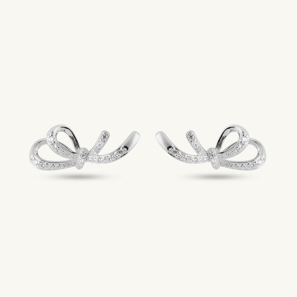 Classic Bow 925 Sterling Silver Stud Earrings