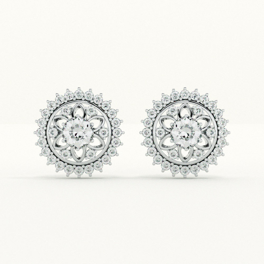 Dazzling Flower CZ 925 Sterling Silver Stud Earrings - view 3