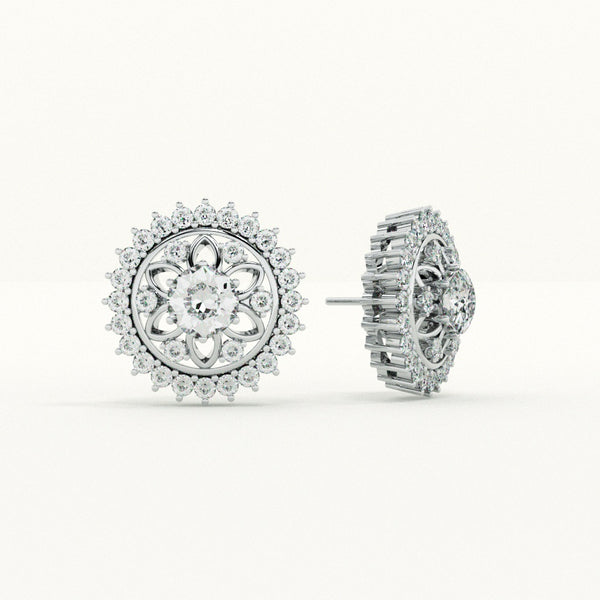 Dazzling Flower CZ 925 Sterling Silver Stud Earrings - Image 1