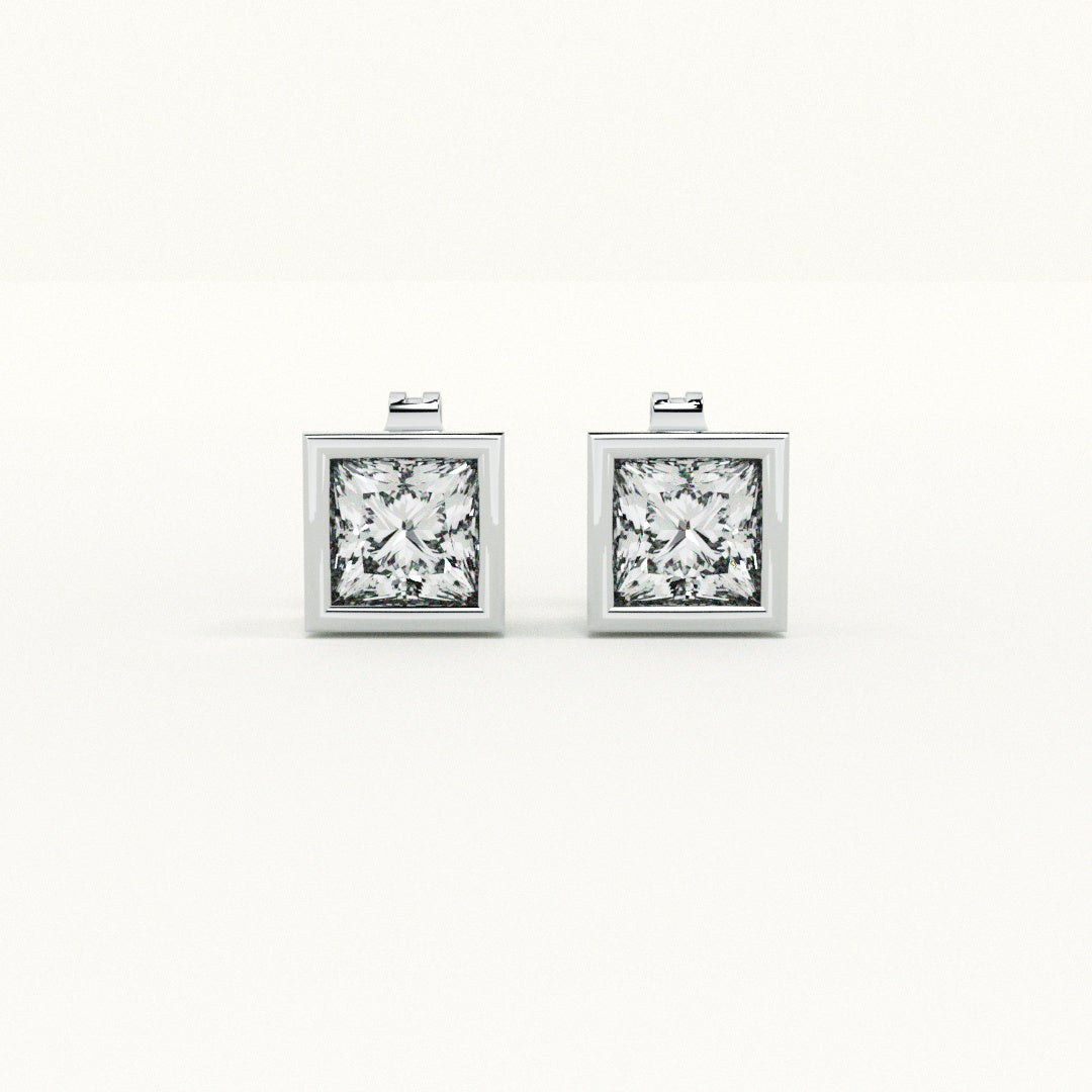 Princess Cut Sparkler 925 Sterling Silver Studs