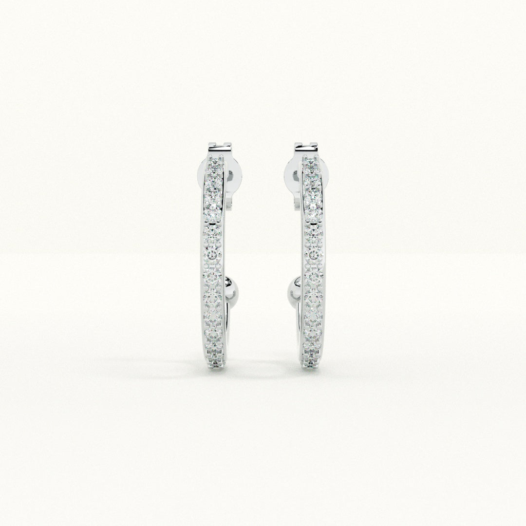 Pave CZ 925 Sterling Silver Hoop Earrings - view 3