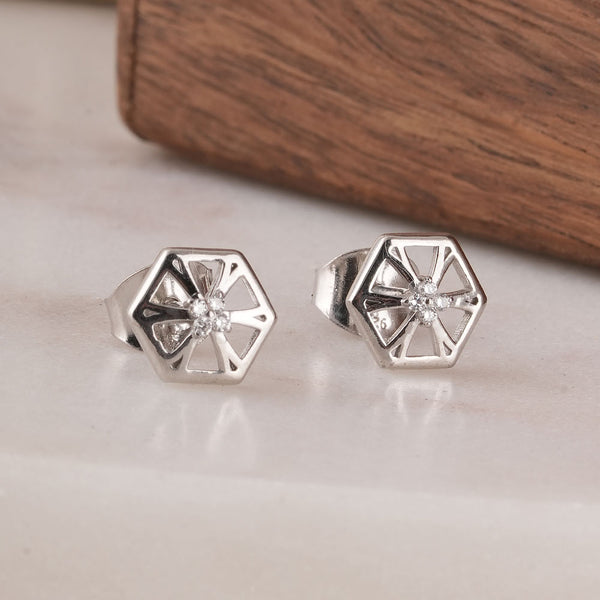 Radiant Hexagon Lab-Grown Diamond + 925 Sterling Silver Earrings